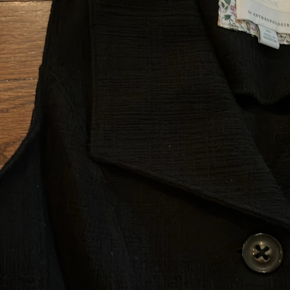 Anthropologie black seamed button front vest. Worn once. Excellent condition - Picture 7 of 7